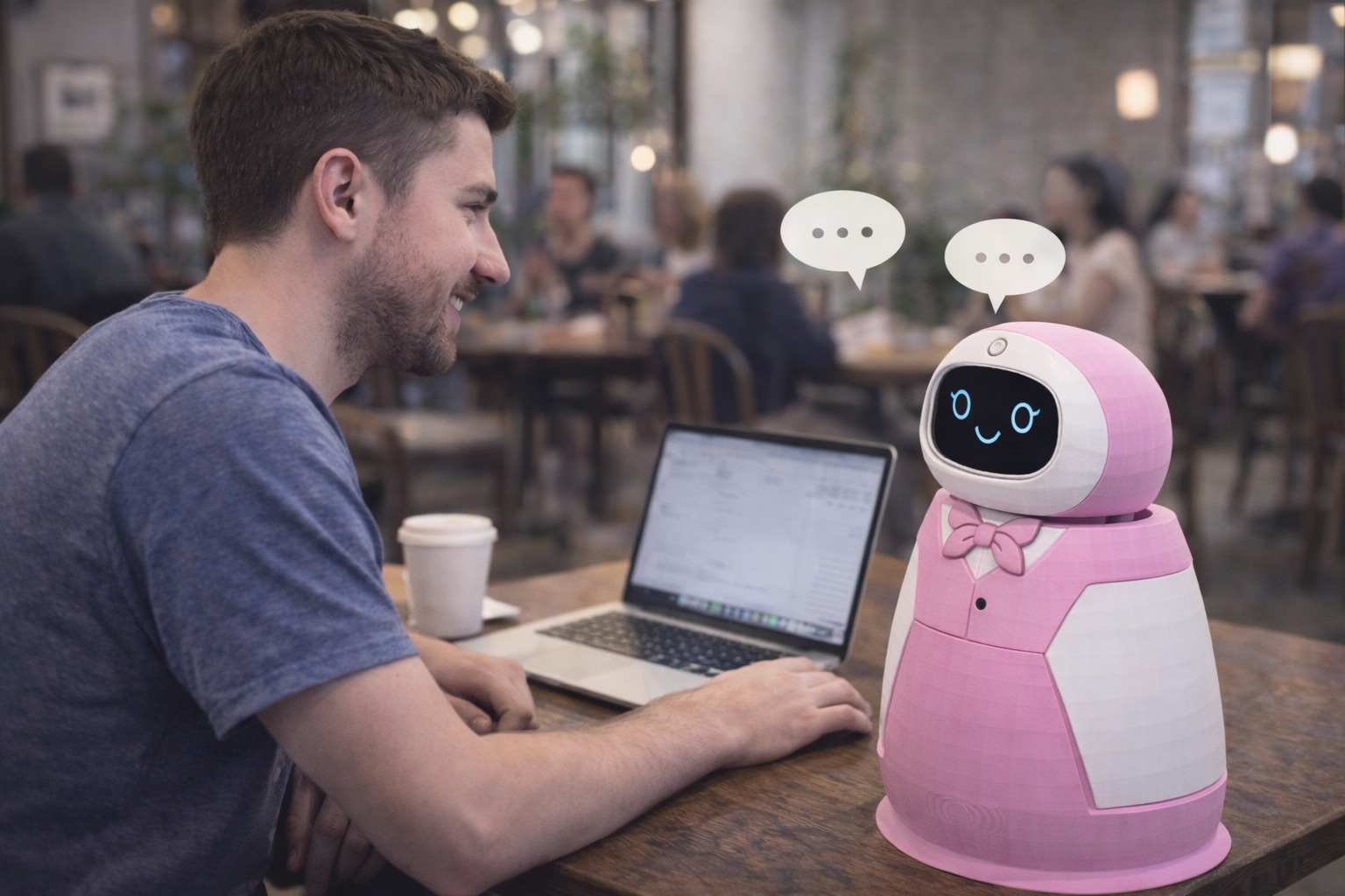 Ayla Robot müşteriyle iletişim kurarken